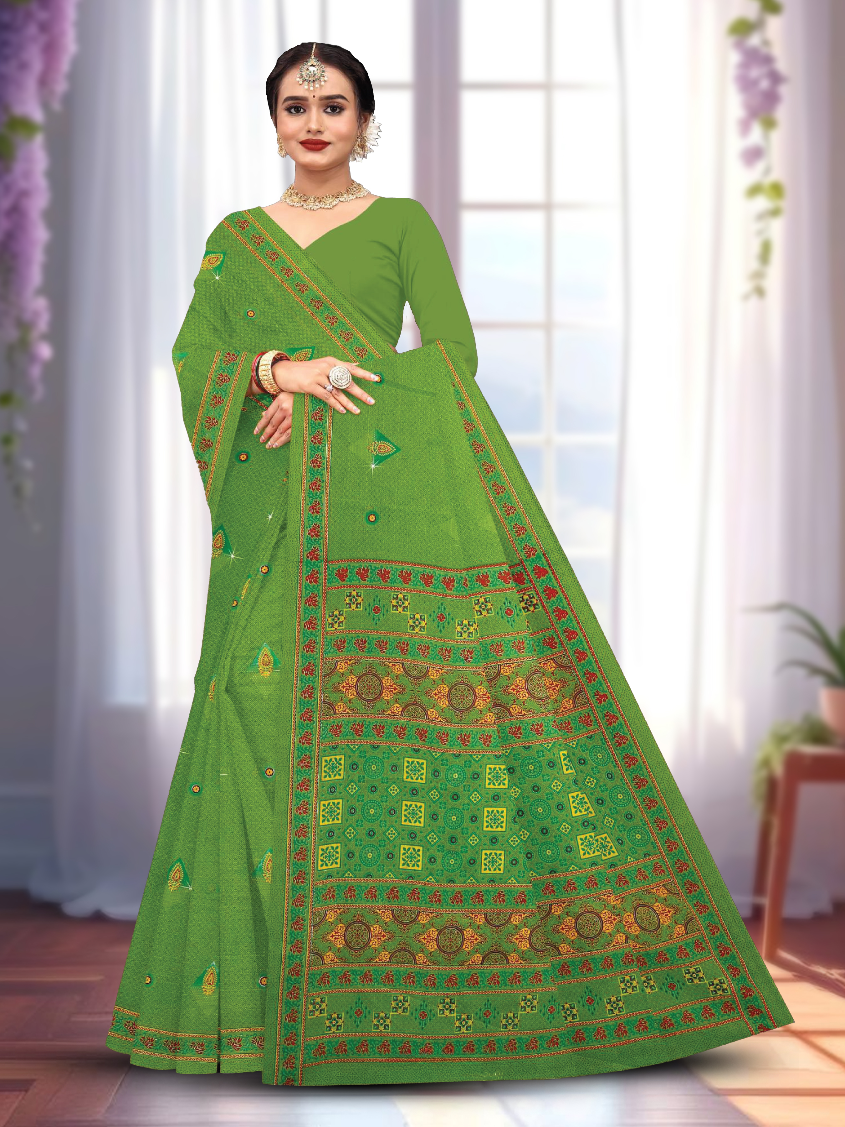 Cotton Saree With Un-Stitched Blouse